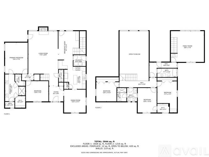 A floor plan of an apartment complex with various rooms and measurements.