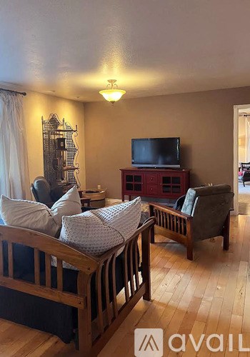 A living room with a television and a couch.