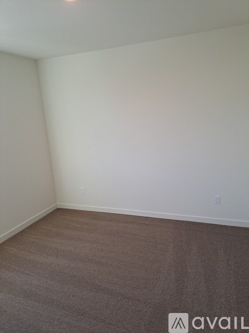 A room with a carpeted floor and white walls.