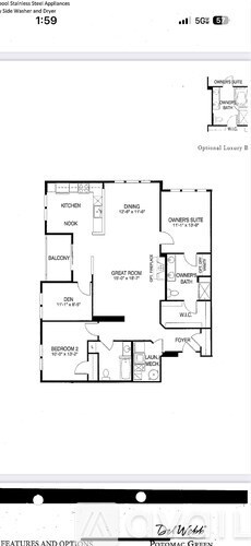 A floor plan of a house with a living room, two bedrooms, a bathroom, and a kitchen.