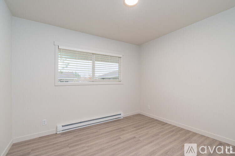A room with a window and a radiator on the floor.