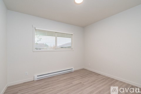 A room with a window and a radiator on the floor.