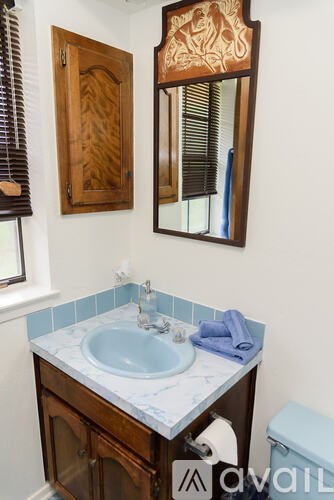A bathroom with a sink and mirror.