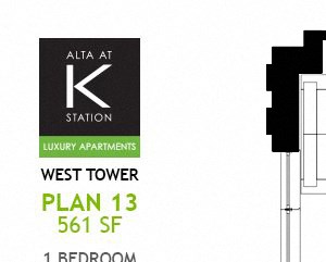 West Tower - 1 Bed - Plan 13