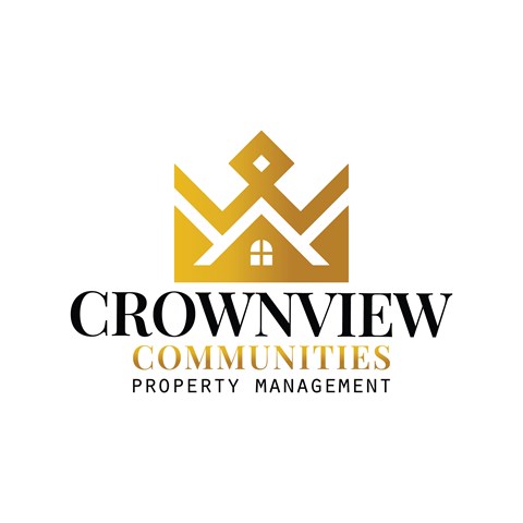 The image is a logo for Crownview Communities Property Management.