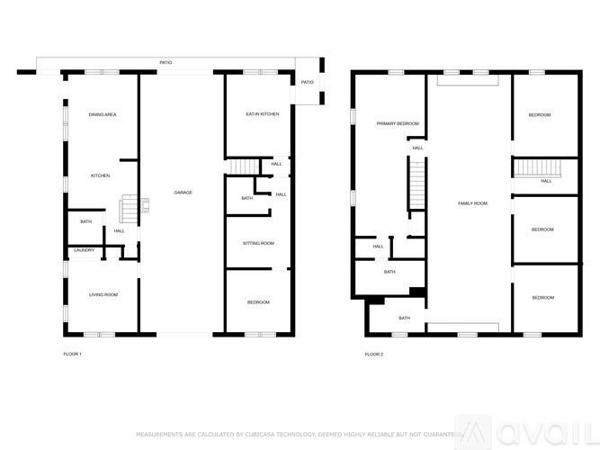 A floor plan of a house with three bedrooms, a garage, and a living area.