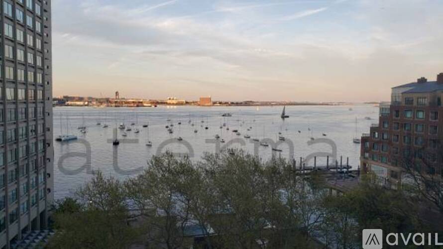 A view of a harbor with boats and buildings in the background.