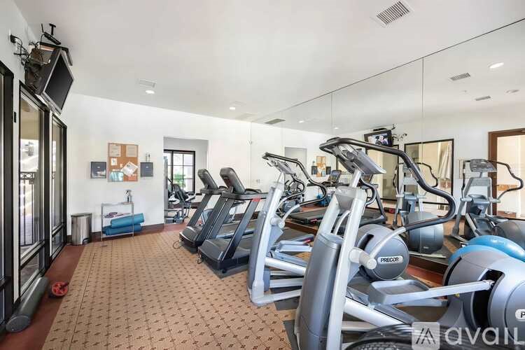 A gym with treadmills and elliptical machines.