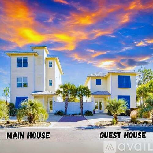 Two houses are labeled as main house and guest house.