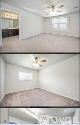 A living room with a ceiling fan and a window.
