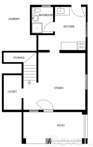 A black and white floor plan of a house with labeled rooms.