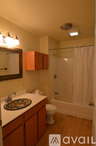 A bathroom with a sink, toilet and shower.