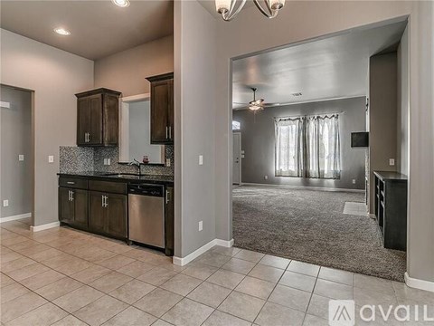 A kitchen with a dishwasher and a refrigerator.