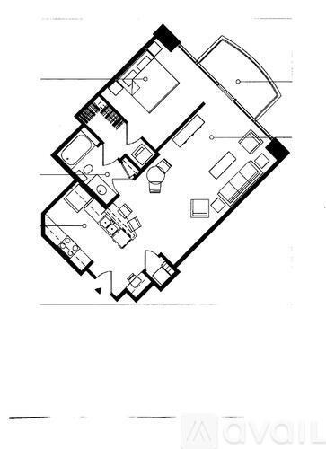 A black and white floor plan of an apartment.