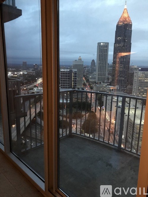 A view of a cityscape from a high-rise building.