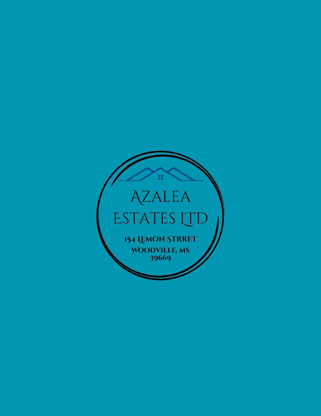 A blue business card for Azalea Estates LTD.