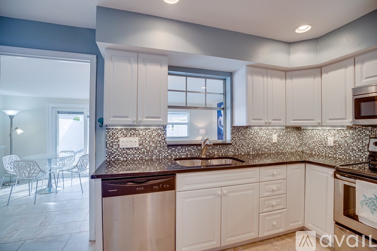 A kitchen with white cabinets and a stainless steel dishwasher.