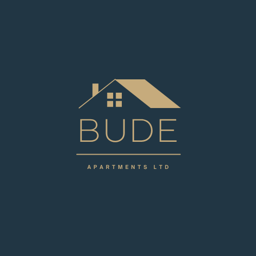 A logo for Bude Apartments LTD featuring a stylized house shape.