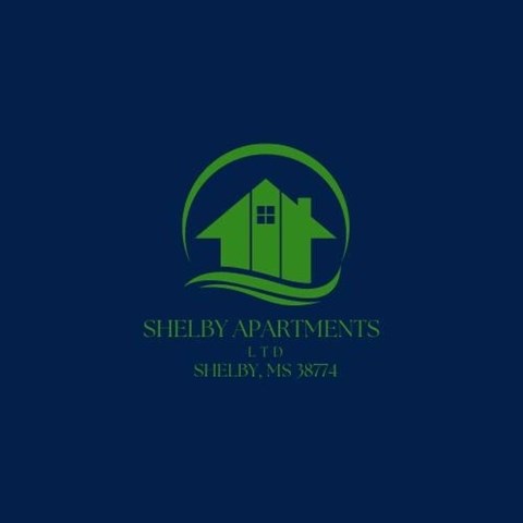 A logo for Shelby Apartments with a green house icon inside a circle.