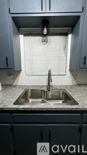 A kitchen with a sink and cabinets.