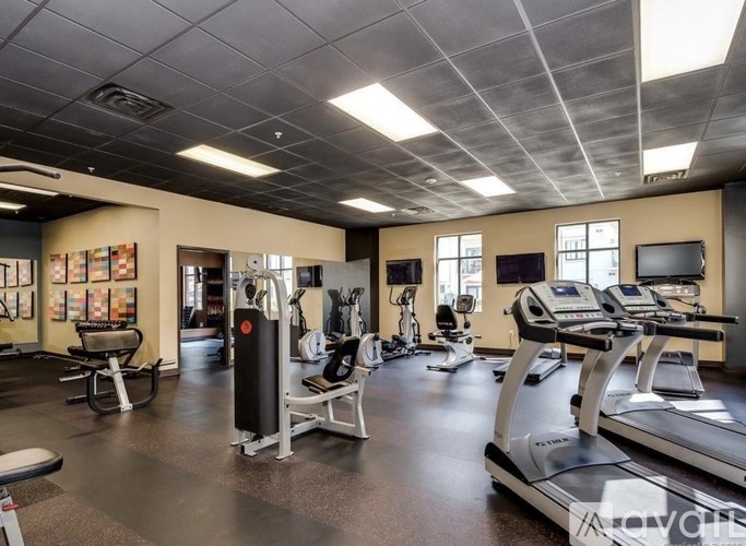 A gym with treadmills, weights, and exercise equipment.