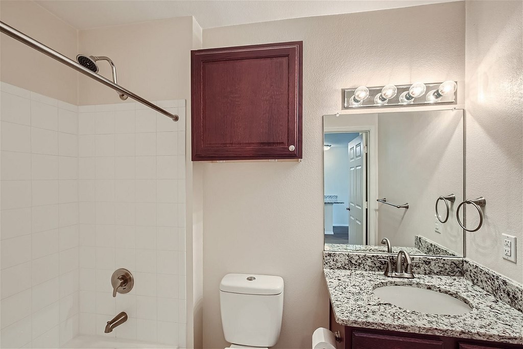 A white toilet sits next to a sink in a bathroom.