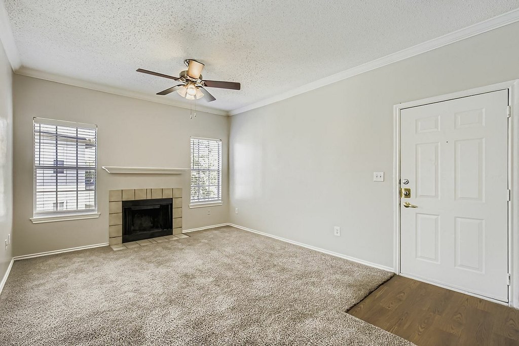 A gym with a variety of equipment including a treadmill, exercise balls, and dumbbells.