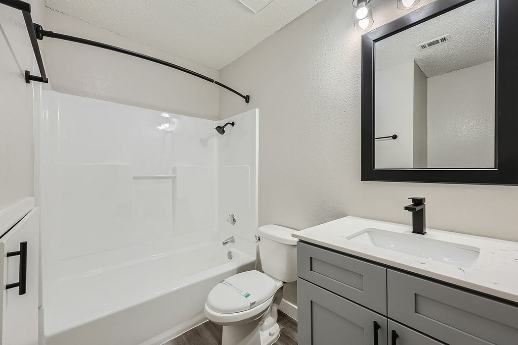 A white toilet sits next to a sink in a bathroom.