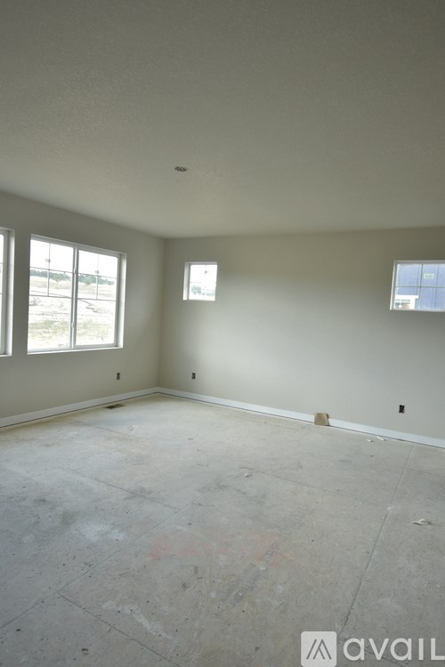 A room with a window and a wall socket.