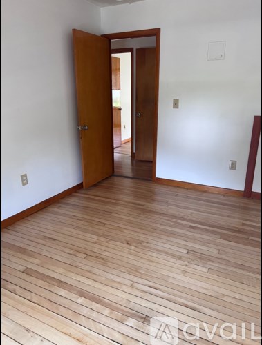 A room with a wooden floor and a door.