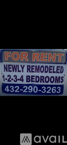 A sign advertising a newly remodeled apartment for rent with 1-2-3-4 bedrooms.
