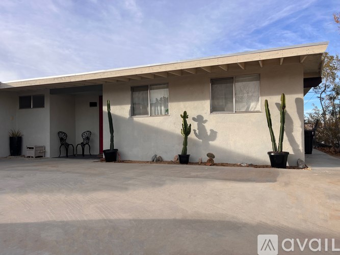 A house with a cactus in front of it.