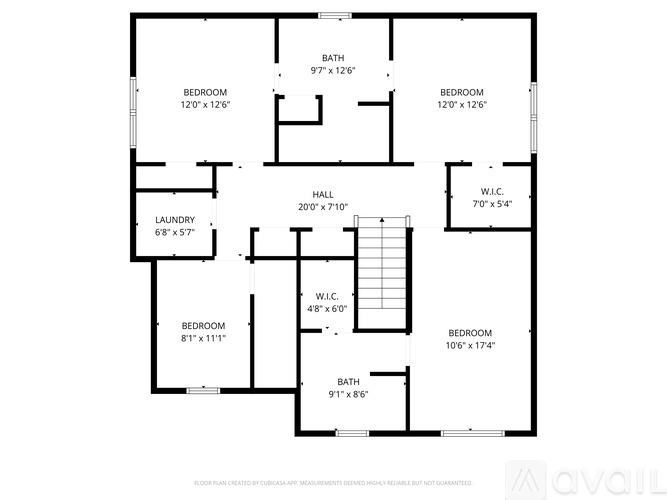 A floor plan of a house with labeled rooms and dimensions.