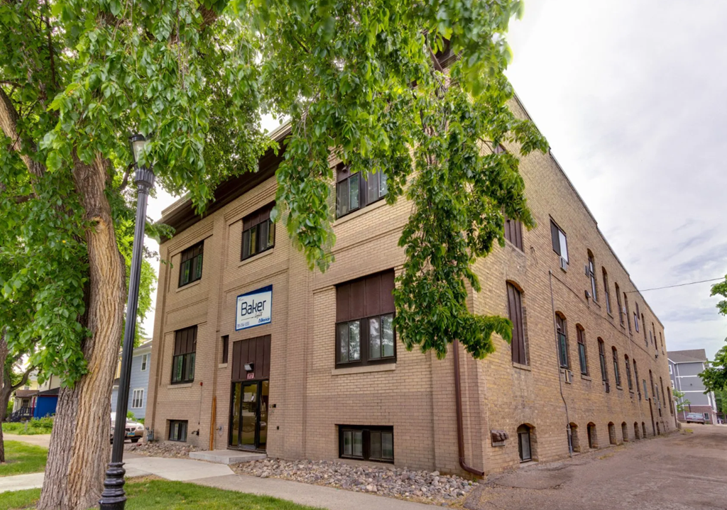 A building with a sign that says Baker on it.
