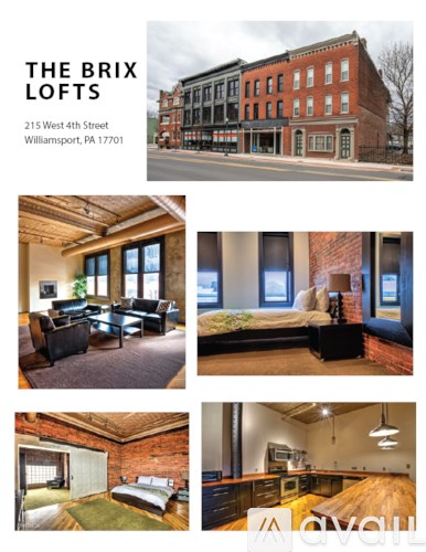 A collage of images showcasing various rooms and a building exterior.