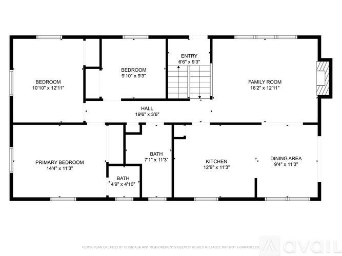 A floor plan of a house with labeled rooms and their dimensions.