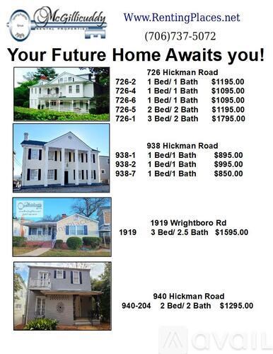 A flyer for a rental property with four houses listed.
