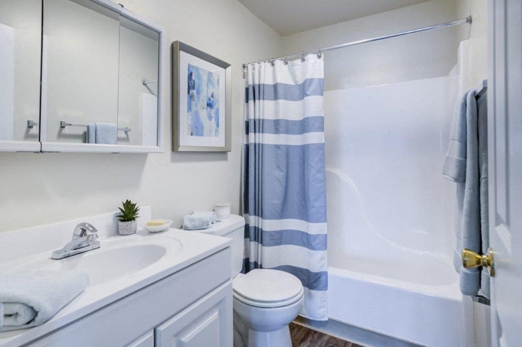 a bathroom with a sink toilet and a shower