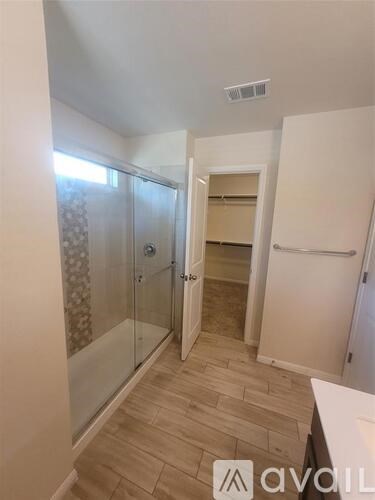 A bathroom with a walk-in shower and a toilet.
