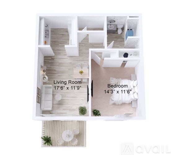 A floor plan of a living room and bedroom with dimensions.