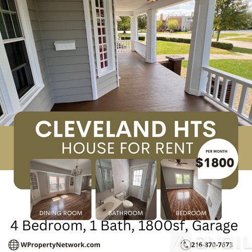 A house for rent in Cleveland Hts is listed for $1800 per month.