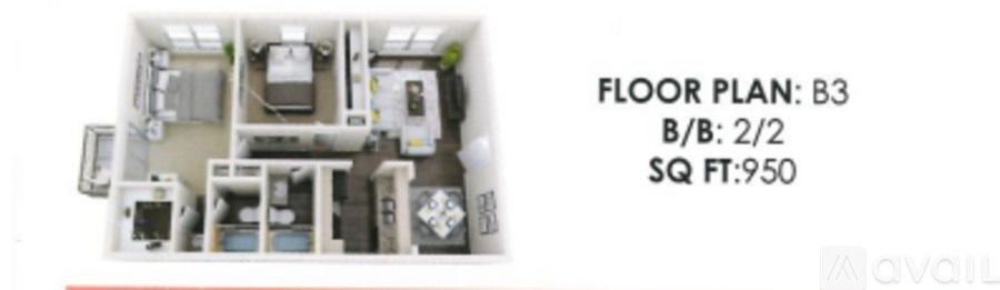 A floor plan for a property is labeled B3 with a bedroom and bathroom on the first floor and a living area on the second floor.