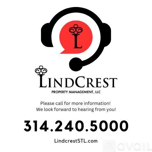 A logo for Lindcrest Property Management, LLC is displayed along with a phone number and website for further information.