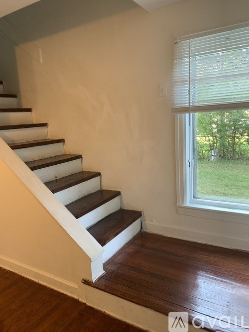 A staircase with white risers and dark wooden steps.