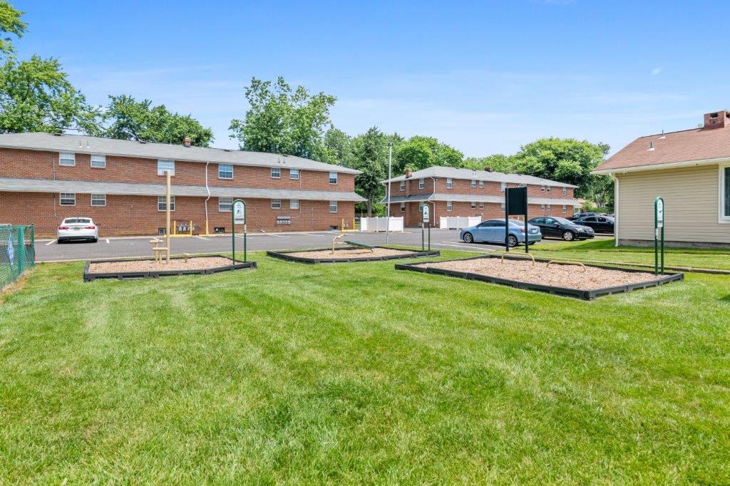 the yards at the apartments are landscaped and ready for residents to use
