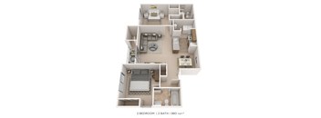 Two Bedroom 2 Bath - 980 sqft