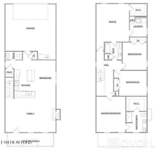 A floor plan of a house with labeled rooms such as "Kitchen", "Master Bedroom", and "Family Room".