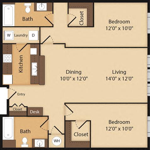 2 Bedroom | 2 Bath | 1113 SF