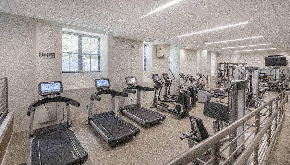 a gym with a lot of exercise equipment