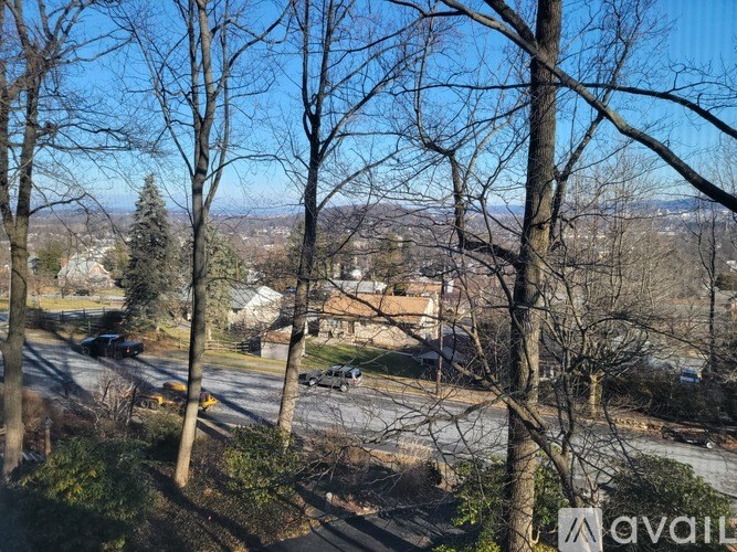 A view of a residential area from a high vantage point.
